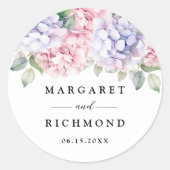 Sticker Rond Mariage d'Hydrangée rose pâle et pourpre (Devant)