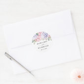 Sticker Rond Mariage d'Hydrangée rose pâle et pourpre (Enveloppe)
