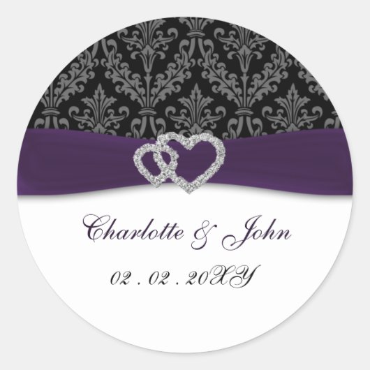 Sticker Rond Mariage Diamante Damas Violet (Devant)