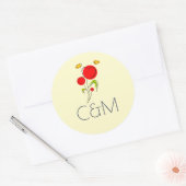 Sticker Rond Mariage d'illustration de fleurs de coeur rouge mi (Enveloppe)