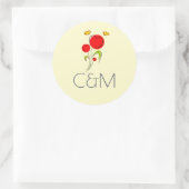 Sticker Rond Mariage d'illustration de fleurs de coeur rouge mi (Sac)