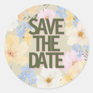 Sticker Rond Mariage d'illustration florale aquarelle