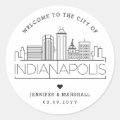 Sticker Rond Mariage d'Indianapolis Bienvenue Favoriser (Devant)
