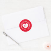 Sticker Rond Mariage distance sociale soins invités coeur rouge (Enveloppe)