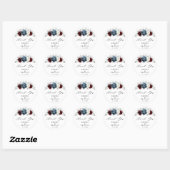 Sticker Rond Mariage d'ivoire blanc bleu ardoise Merci (Feuille)