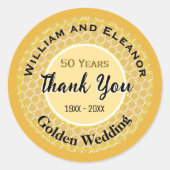 Sticker Rond Mariage d'or 50e anniversaire Favor Merci (Devant)