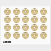 Sticker Rond Mariage d'or blanc cloches 50e anniversaire (Feuille)