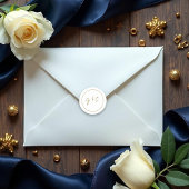 Sticker Rond Mariage d'or blanc Monogramme moderne