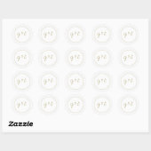 Sticker Rond Mariage d'or blanc Monogramme moderne (Feuille)