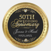 Sticker Rond Mariage d'or Glam Gold & Diamonds (Devant)