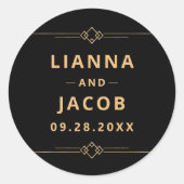 Sticker Rond Mariage d'or noir Art déco (Devant)