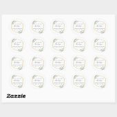 Sticker Rond Mariage d'or vert merci (Feuille)