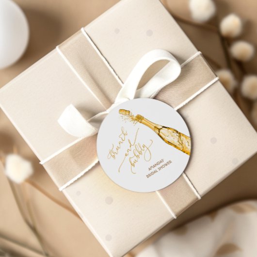 Sticker Rond Mariage doré Champagne