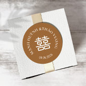 Sticker Rond Mariage Double Bonheur Marron