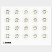 Sticker Rond Mariage double Monogramme à main blanche (Feuille)