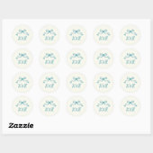 Sticker Rond Mariage double Monogramme à main blanche (Feuille)