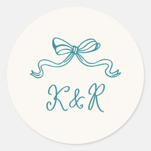 Sticker Rond Mariage double Monogramme à main blanche (Devant)