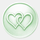 Sticker Rond Mariage Douce Verte Deux Cœurs Entrelacés (Devant)