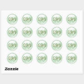 Sticker Rond Mariage Douce Verte Deux Cœurs Entrelacés (Feuille)