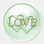 Sticker Rond Mariage Douce Verte Deux Cœurs Entrelacés (Devant)
