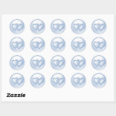 Sticker Rond Mariage Douceur Bleue Deux Cœurs Entrelacés (Feuille)