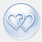 Sticker Rond Mariage Douceur Bleue Deux Cœurs Entrelacés (Devant)