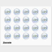 Sticker Rond Mariage Douceur Bleue Deux Cœurs Entrelacés (Feuille)
