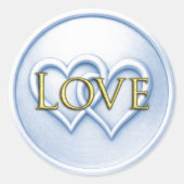 Sticker Rond Mariage Douceur Bleue Deux Cœurs Entrelacés (Devant)