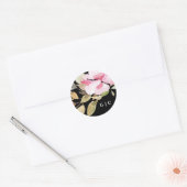 Sticker Rond Mariage Dramatique de fleurs d'aquarelle (Enveloppe)