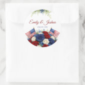 Sticker Rond Mariage Drapeau Américain et Fleurs (Sac)