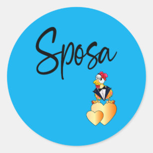 Sticker Rond Mariage Drôle Mari Poulet Italien Sposa Mariée