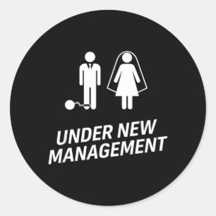 Sticker Rond Mariage drôle sous nouvelle direction Mari Ballon