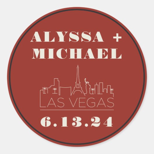 Sticker Rond Mariage du casino de Las Vegas Skyline (Devant)