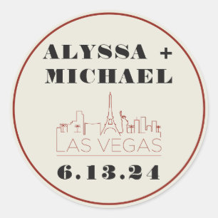 Sticker Rond Mariage du casino de Las Vegas Skyline