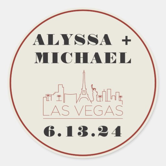 Sticker Rond Mariage du casino de Las Vegas Skyline (Devant)