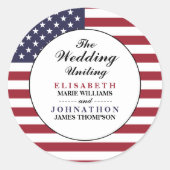 Sticker Rond Mariage du drapeau américain (Devant)
