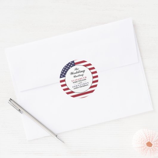 Sticker Rond Mariage du drapeau américain (Enveloppe)