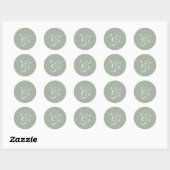 Sticker Rond Mariage du script de monogramme vert Sage (Feuille)