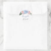 Sticker Rond Mariage Dusty Blue et Blush Beach (Sac)