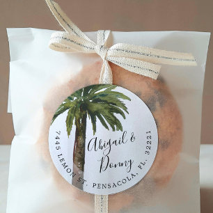 Sticker Rond Mariage Dusty Palms   Décalage d'adresse