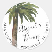 Sticker Rond Mariage Dusty Palms | Décalage d'adresse (Devant)