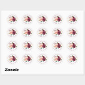 Sticker Rond Mariage Dusty Rose Bourgogne (Feuille)