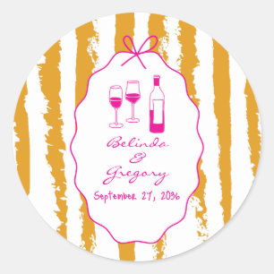 Sticker Rond Mariage écriture manuscrite rayures capricieuses