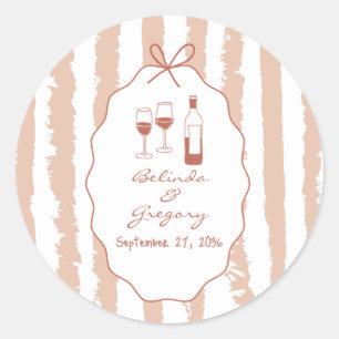 Sticker Rond Mariage écriture manuscrite rayures capricieuses
