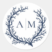 Sticker Rond Mariage élégant à Monogram Beach (Devant)