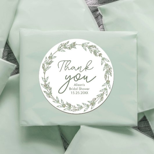 Sticker Rond Mariage Elégant Aquarelle Verdure Feuilles
