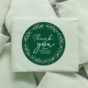 Sticker Rond Mariage Elégant Aquarelle Verdure Feuilles