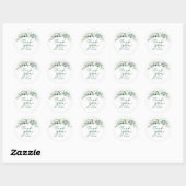 Sticker Rond Mariage Elégant Aquarelle Verdure Floral (Feuille)
