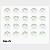 Sticker Rond mariage Elegant Aquarelle Verdure merci (Feuille)