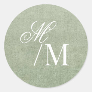 Sticker Rond Mariage élégant au vert sauge pastel délicat avec